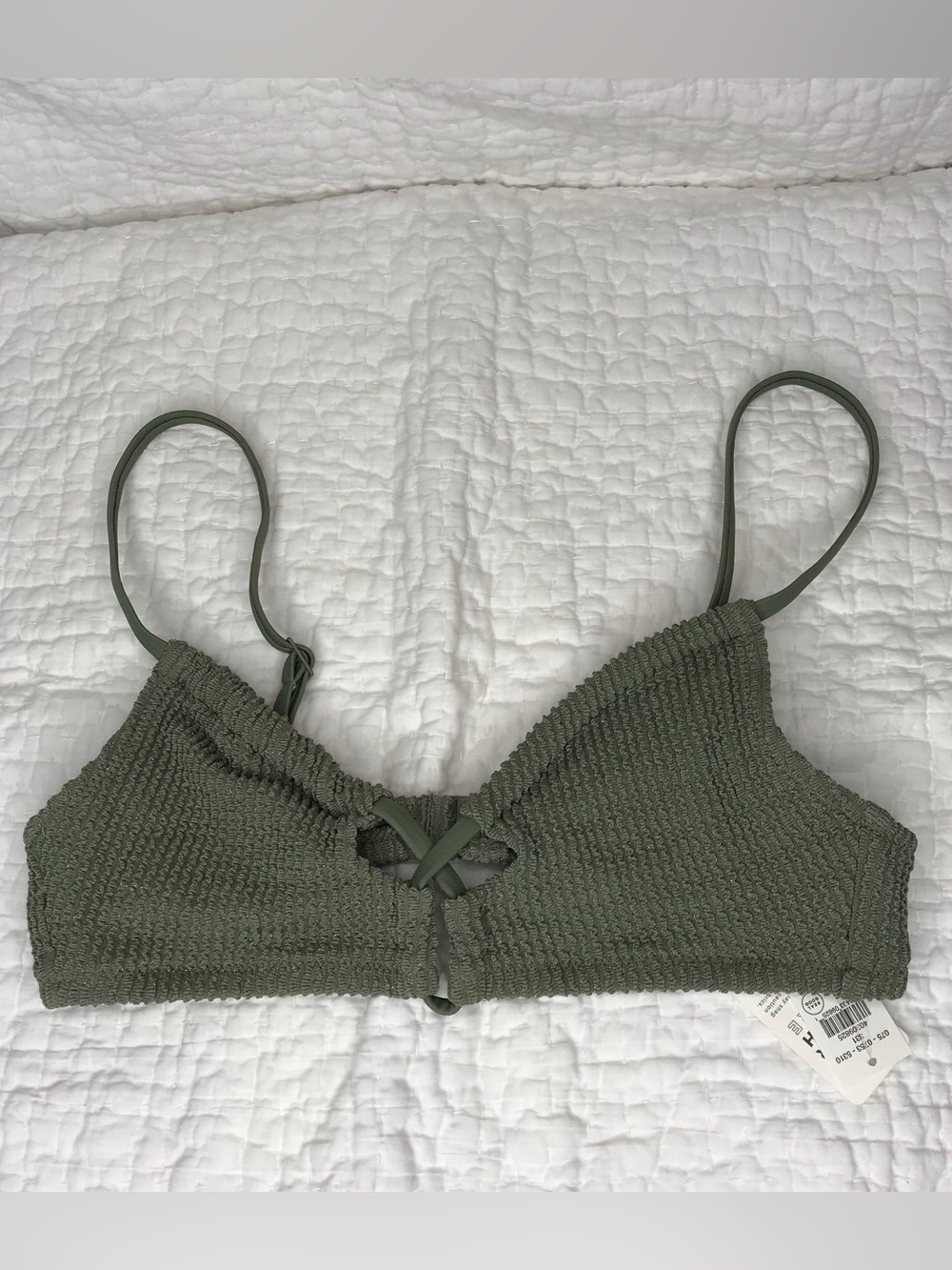 aerie Olive Green Scoop Bikini Top NWT Sz XS